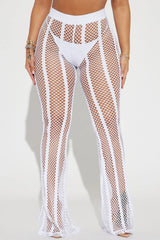 Summer Party Starter Fishnet Cover Up Pants - White