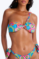 Open Sea Crochet One Shoulder 2 Piece Bikini - Multi Color