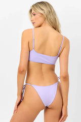 Mackenzie Ruffle String Bikini Bottom - Plum