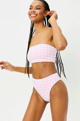 Jenna High Waist Bikini Bottom - Pink Picnic