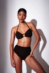Serene Ring Cutout Bikini Top in Brown