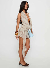 Snakepit Halter Plunge Mini Dress Snake Print