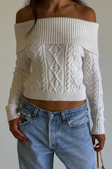 Saint Off The Shoulder Knit Sweater - Cloud White