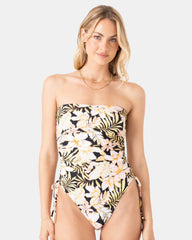 Tropical Bandeau Adjustable Side One Piece Swimsuit