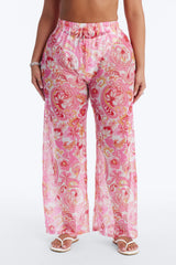 Poolside Obviously Paisley Cover Up Pants - Pink/combo