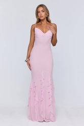 Softly Twirling Mesh Maxi Dress Pink