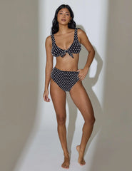 Flamenco Polka Dot Bikini Bottoms in Black