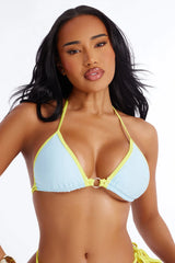 Anisa Contrast Trim 2 Piece Bikini Set - Blue/combo