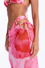 Paradise In Bloom Floral 3 Piece Bikini & Skirt Sunsuit - Pink/combo
