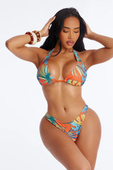 Tiki Goddess 3 Piece Triangle Bikini And Maxi Skirt Set - Orange/combo