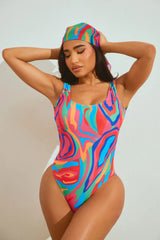 Kairi Headscarf & 1 Piece Swimsuit Set - Multi Color