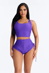 Maui Mix And Match Ruched Side Short Bikini Bottom - Violet