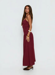 Marguerite Halter Maxi Dress Ruby Wine