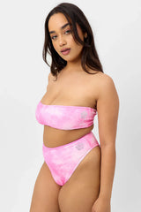 Jean Terry Bandeau Bikini Top - Distorted Pink Dye