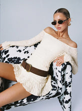 Vancesca Off Shoulder Long Sleeve Mini Dress Cream