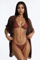 Off Duty Linen Swim Cover Up Shirt - Chocolate