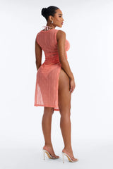 Cold Water Mesh Cover Up Dress - Orange