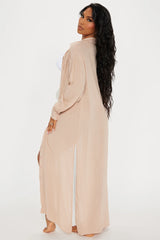 Breezy Nights Linen Swim Cover Up Kimono - Taupe