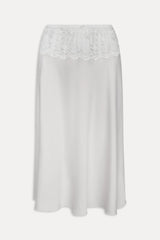 Harper Satin Lace Midi Skirt - Heaven