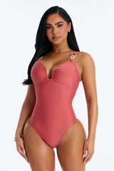 All Part Of The Plan 1 Piece Swimsuit - Rust