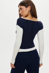 Vail Off The Shoulder Knit Shirt - Deep Sea