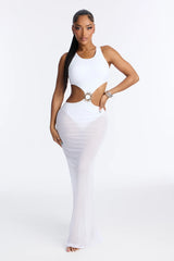 Solana Sun Hardware 1 Piece Swimsuit & Skirt Set - White