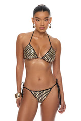 Here For A Good Time Sequin Bikini 3 Piece Set - Gold
