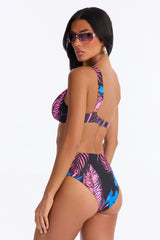 Nothing Like The Tropical Floral Underwire One Shoulder High Waist Maxi 3 Piece Bikini Kimono Set - Purple/combo