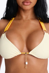 Beach Doll Charm O-Ring Contrast 2 Piece Bikini - Cream/combo