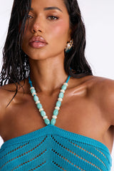 Kimberly Crochet Maxi Swim Cover Up Dress - Teal