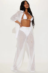 Abby Button Up Swim Cover Up Top - White