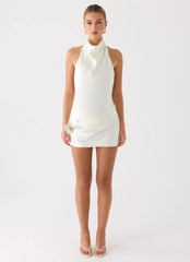 Play It Out Cowl Mini Dress - Ivory