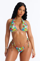 Bold And Berry 3 Piece Bikini & Skirt Set - Green/combo