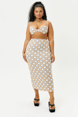 Opal Terry Midi Skirt - Nude Daisy