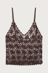 Pearl Crochet Tank - Bourbon