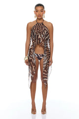 Golden Getaway Mesh Swim Cover Up - Brown/combo