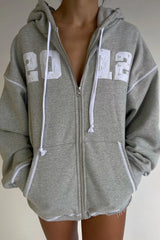 Slumber Zip Up Oversized Hoodie - Heather Grey