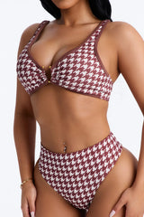 Back To The Sea Geometric 2 Piece Bikini - Brown