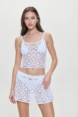 Seaside Crochet Mini Skirt - White