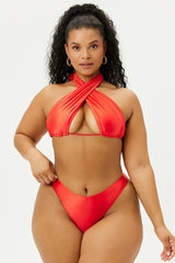 Enzo Satin Cheeky Bikini Bottom - Grenadine