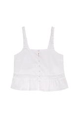 Airy Poplin Buttoned Top - White