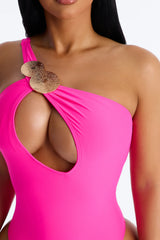 Perfect Waves Hardware Cutout 1 Piece Swimsuit - Hot Pink