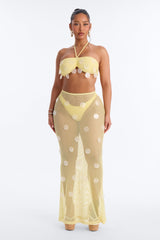 Sunshine State 3 Piece Bandeau Bikini Skirt Set - Yellow