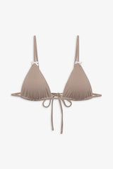 Lumia Gingham Triangle Bikini Top - Brown Gingham