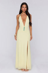 Secret Embrace Halter Maxi Dress Yellow