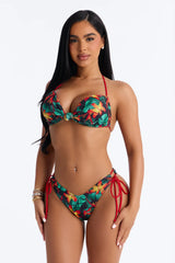 Beach Therapy Bandeau Knot Contrast 2 Piece Bikini - Green/combo