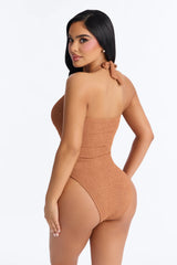 Sunny Days Textured 1 Piece Swimsuit - Brown