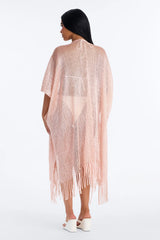 Corrine Shimmer Swim Cover Up Kimono - Rose Gold