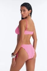 Emery Striped Terry 2 Piece Bralette Bikini Set - Fuchsia