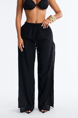 Kamila High Slits Cover Up Pants - Black